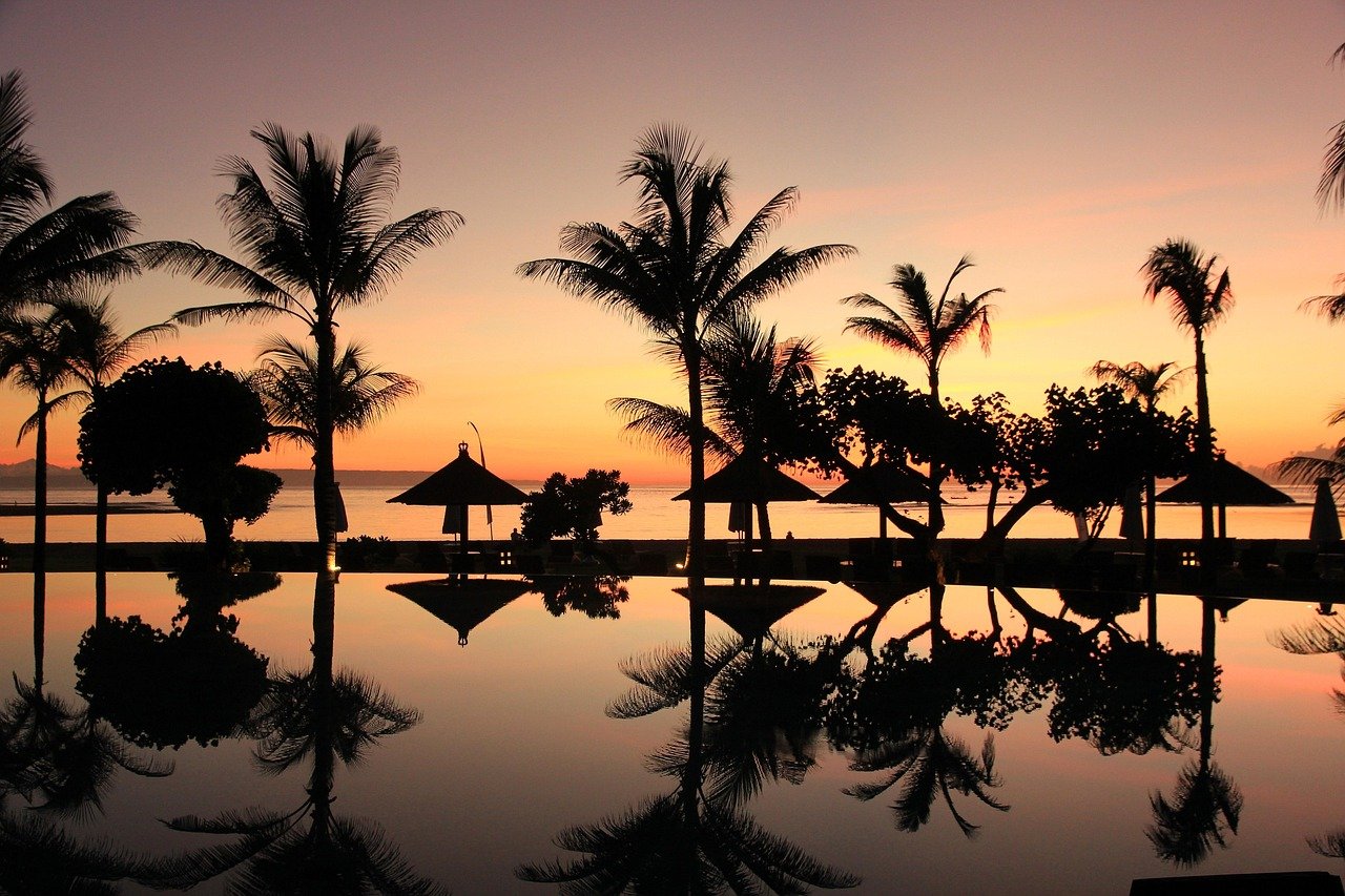 4D3N Bali, Indonesia bali, palm trees, nature wallpaper, sunset, beautiful nature, travel, indonesia, swimming pool, vacations, hd wallpaper, beach, nature background, 4k wallpaper, nature, destination