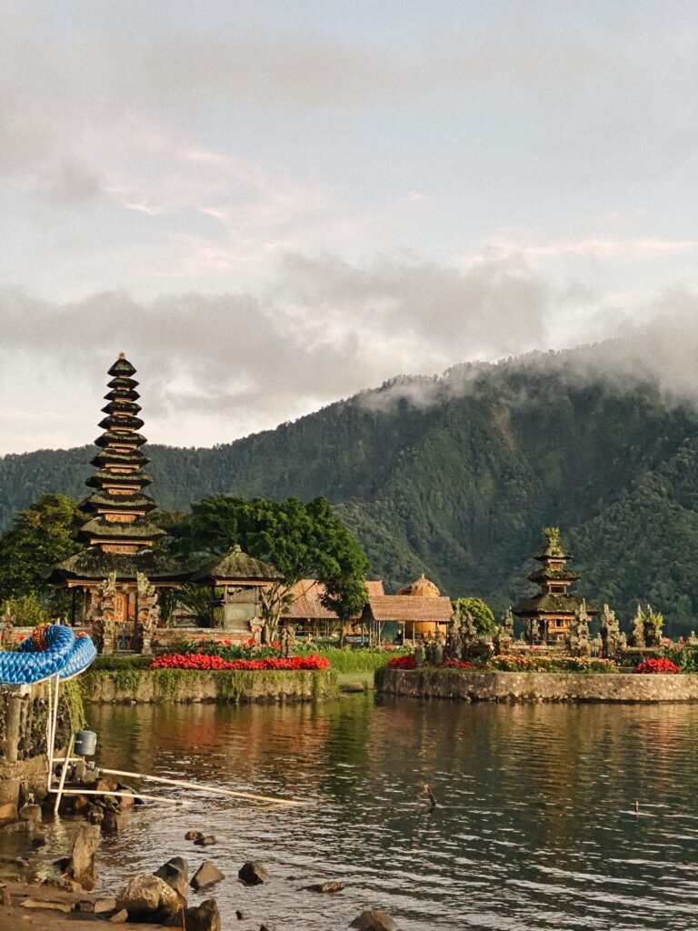 pexels photo 11056205 11056205 Stunning view of Ulun Danu Beratan Temple by the lake with mountains in Bali.